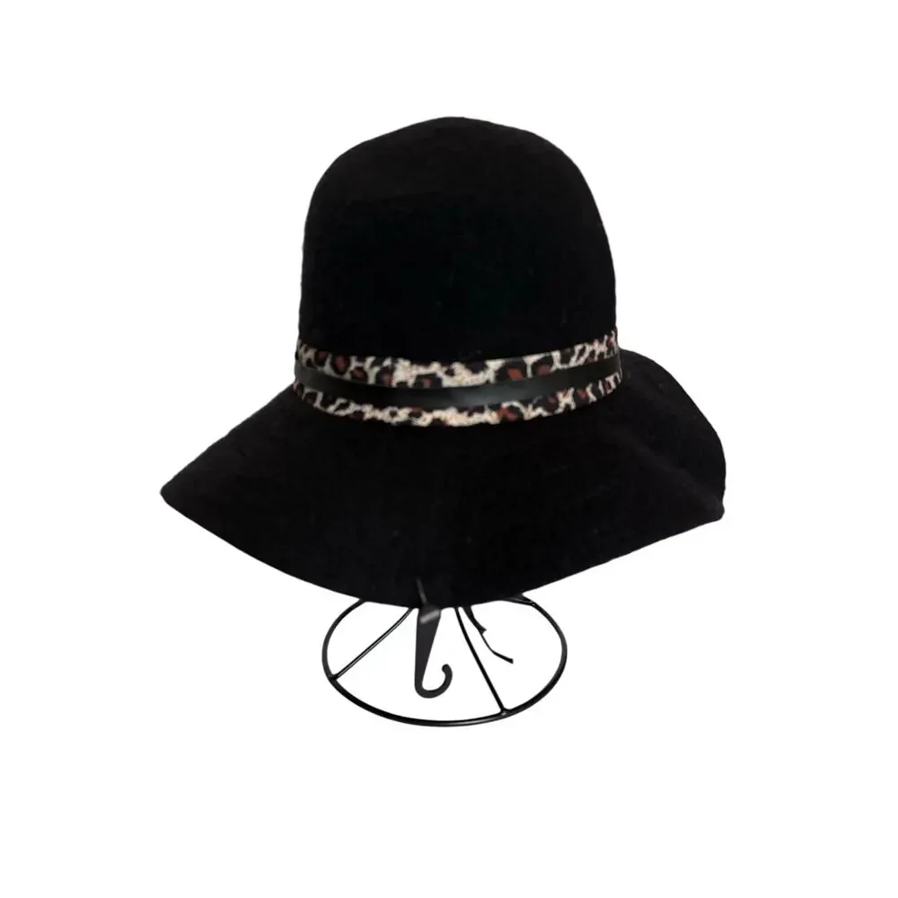 New Boho Chic Women's OS Wool‎ Blend Animal Print Fedora Floppy Adjustable Hat